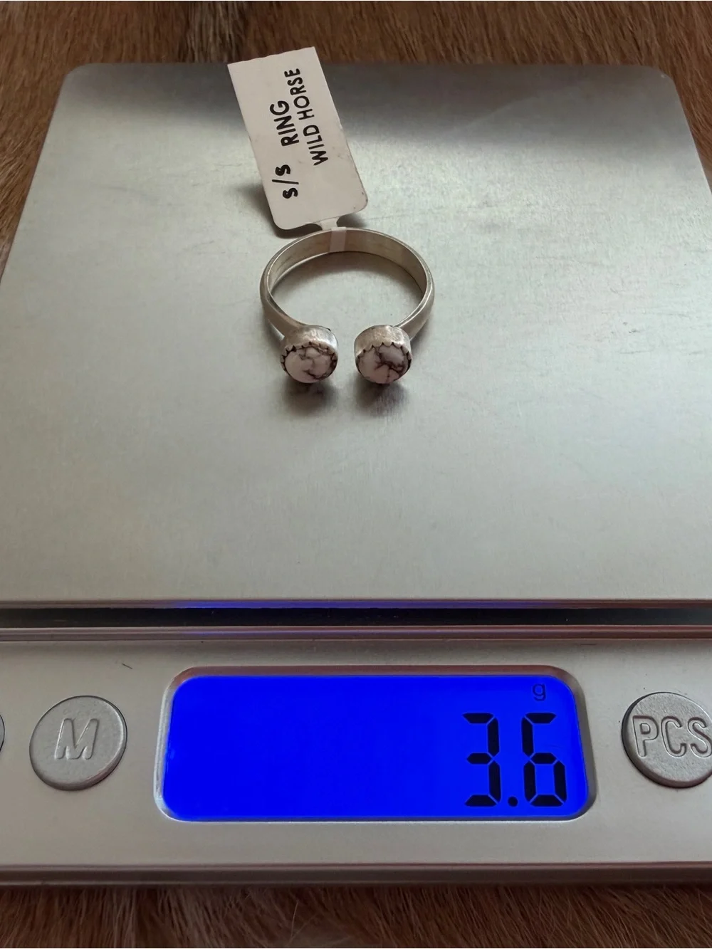 ❤️ Wild Horse Jasper Magnesite Sterling Silver Floater Ring Sz 9.5+ Adj Unisex